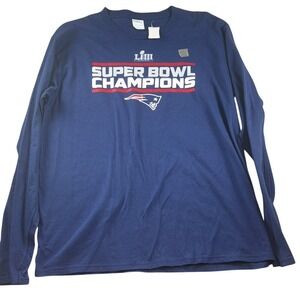 NFL New England Patriots Super Bowl 53 Champions Blue Long Sleeve Shirt large